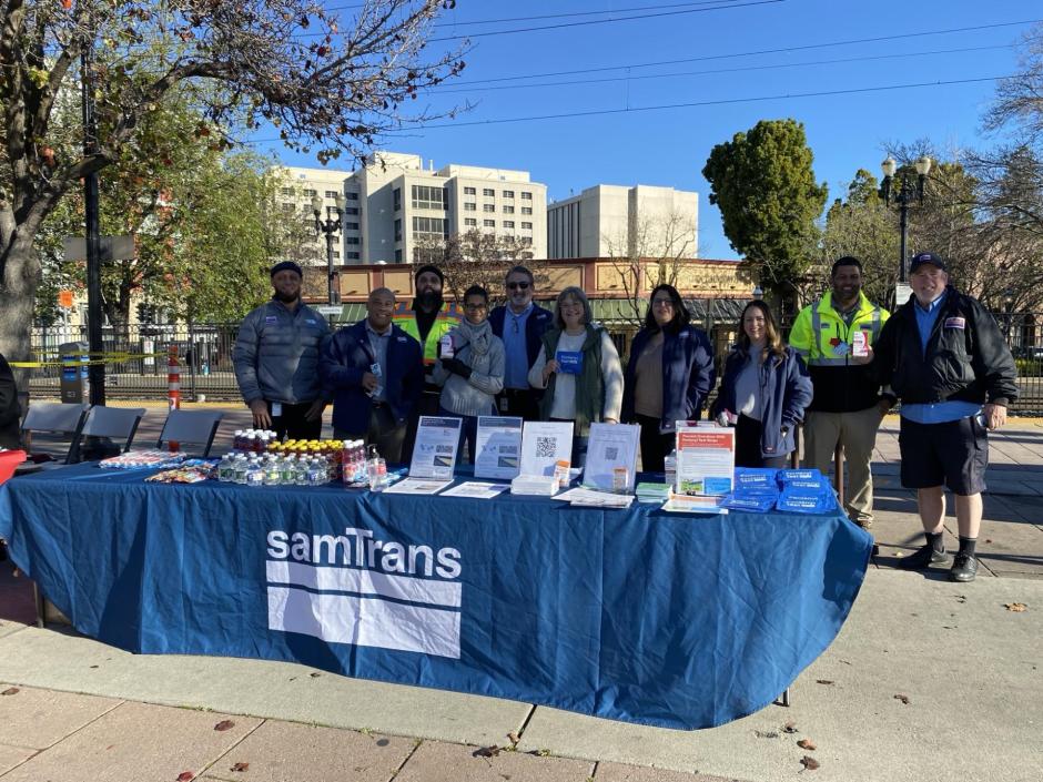 Handing out naloxone at SamTrans station
