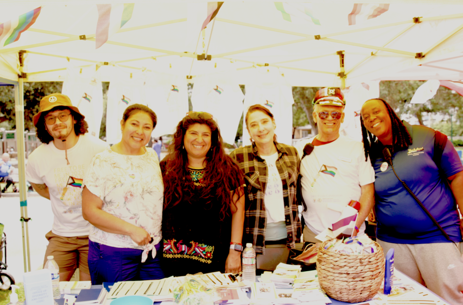 6 people standing together celebrating San Mateo County's PRIDE Celebration