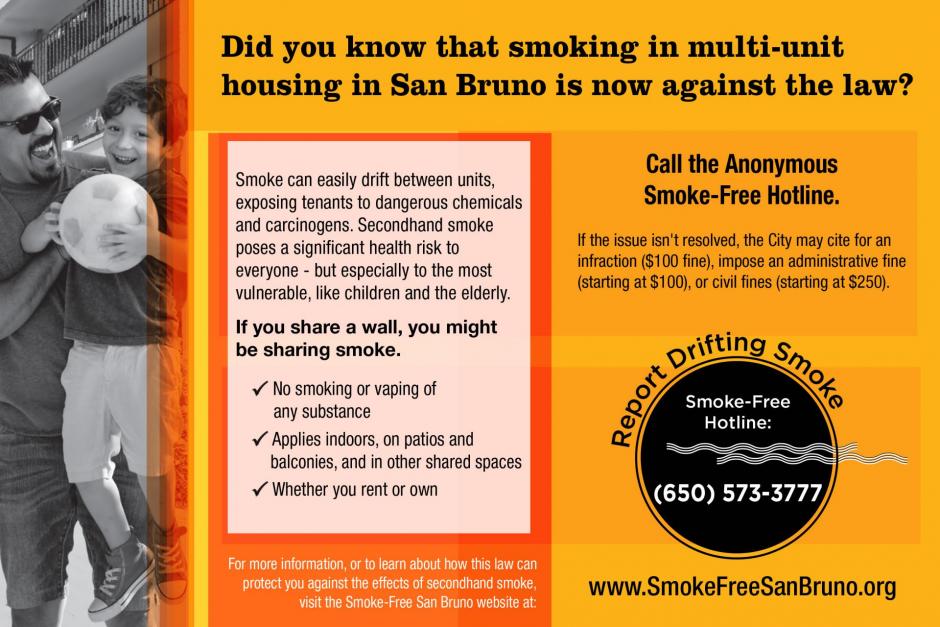 Call the Anonyous Smoke-Free Hotline @ (650) 573-3777 to report drifting smoke. 
